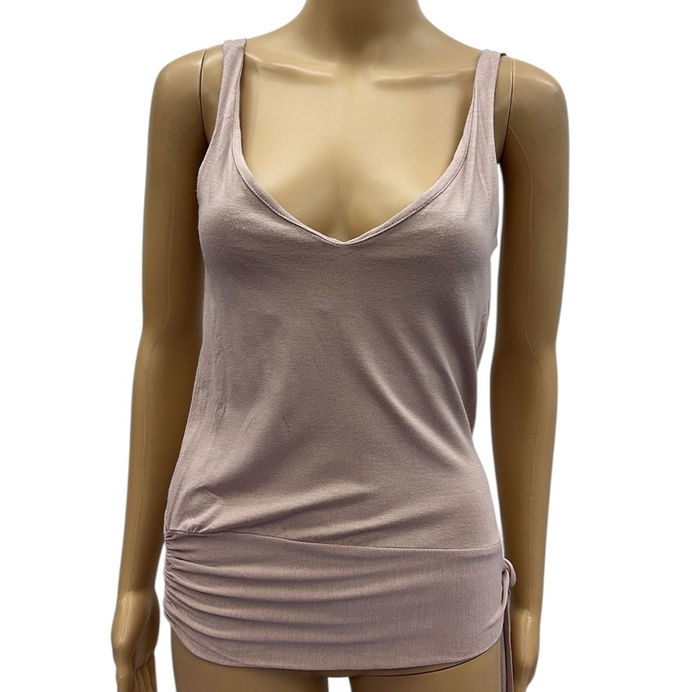 Ya Design of Nature Muted Rose V Neck Ruched and Tie Sides Tank Top Womens Small